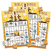 Bible Bingo Game for Kids Adults 26 Players Christian Bible Bingo Card Religious Bible Bingo Game Activities for Family Vacation Bible School Sunday Church Sunday Family Activities Supplies