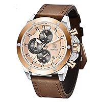 Benyar Men's Analogue, Quartz Chronograph Watch - Waterproof - Business and Sports Design - Leather Strap - Ideal Gift for Men