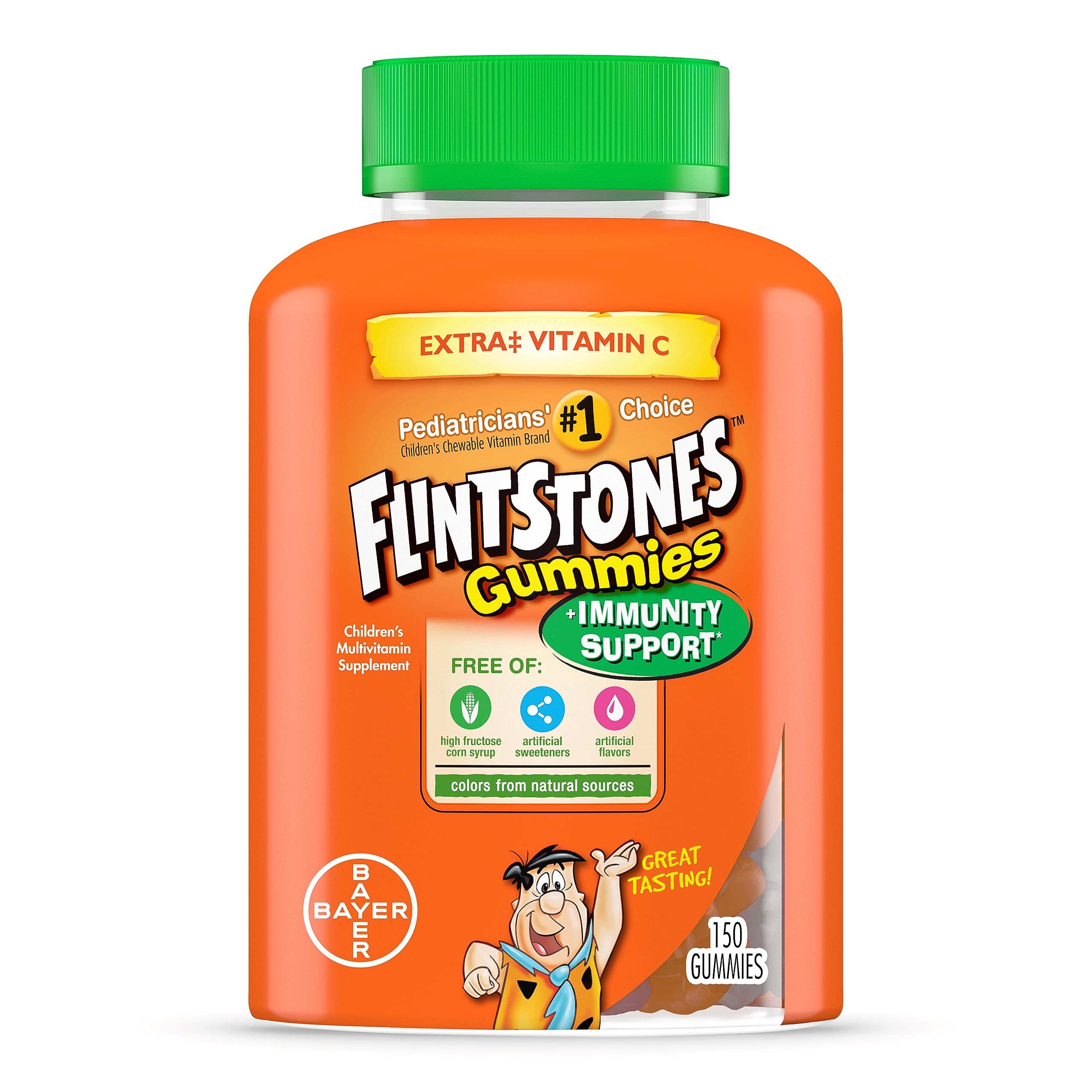 Flintstones Vitamins Immunity Support Gummies, Kid's Immune Support Multivitamin with Vitamin C, Vitamin D, B12 and Zinc for kids, Orange Flavor, 150 Count