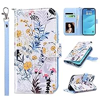 ULAK Compatible with iPhone 15 Wallet Case for Women, Premium PU Leather Floral Flip Cover with Card Holder, Kickstand Feature Protective Purse Case for iPhone 15 2023 6.1 Inch, Tropical Forest