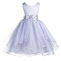 ekidsbridal Wedding Asymmetric Ruffles Satin Organza Flower Girl Dress Sequin 012s