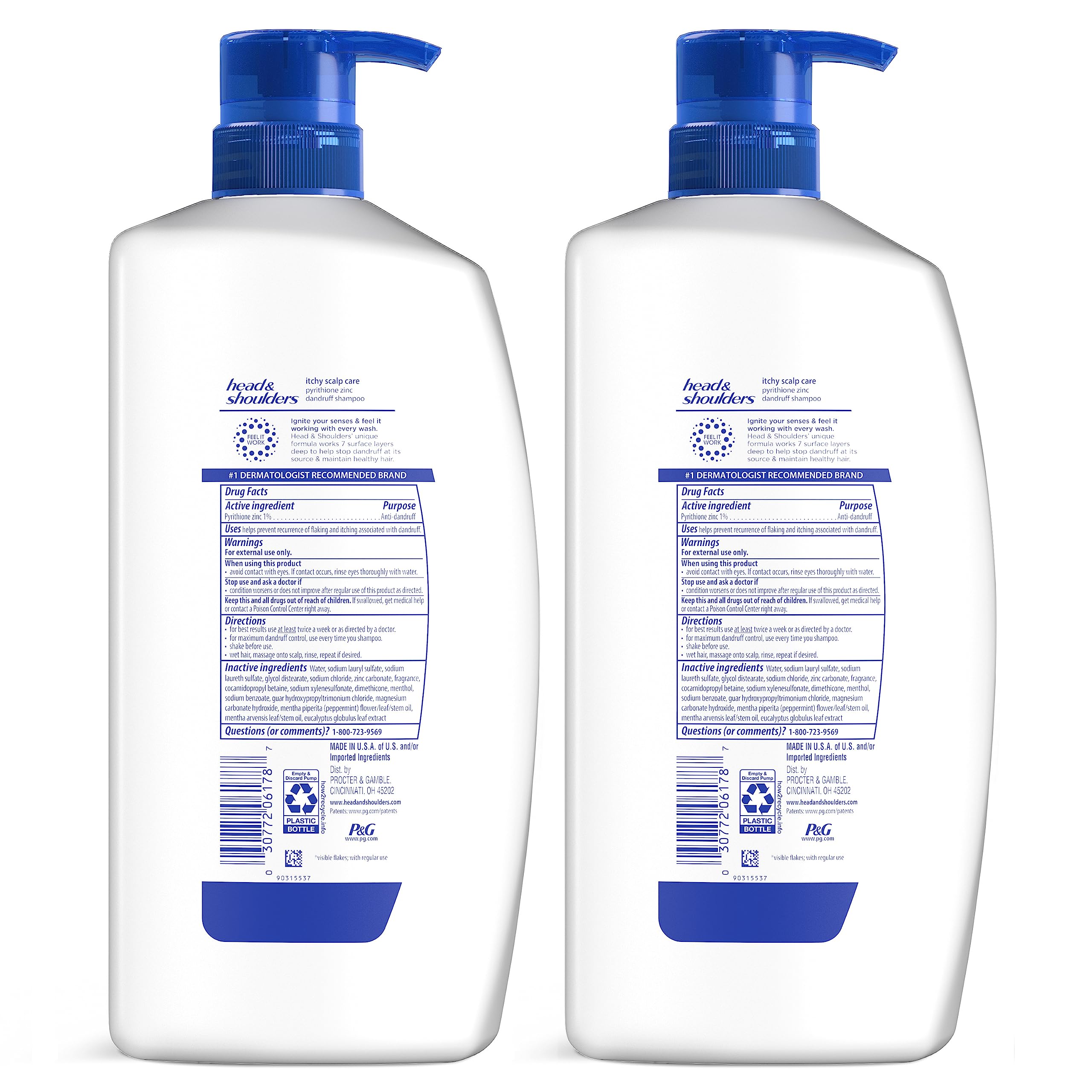 Head & Shoulders Itchy Scalp Care Dandruff Shampoo, Anti-Dandruff Treatment, Infused with Eucalyptus, 32.1 Fl Oz Each, Twin Pack