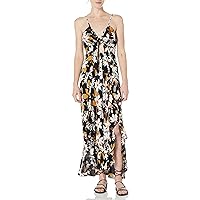 Angie Women's Tie Front Maxi Dress with Ruffles and Slits