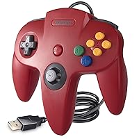 KIWITATA Classic N64 USB Controller, kiwitatá N64 Bit USB PC Wired Game Controller Gamepad for Windows PC & Mac Raspberry Pi Red