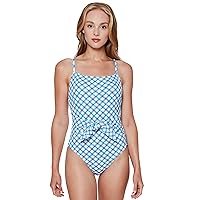 Jessica Simpson Women's Standard Straight Neck One Piece Swimsuit Bathing Suit