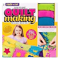 Made By Me Easy to Knot Quilt Making Kit by Horizon Group USA, No Sewing, No Cutting, 59 in. x 39 in. Fleece Blanket, Pre-Cut Squares & Felt Decals (57964F)