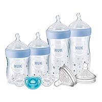 NUK Simply Natural Baby Bottles with SafeTemp Gift Set - Includes 4 Bottles, 3 Pacifiers, and 2 Replacement Bottle Nipples