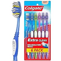 Colgate Extra Clean Toothbrush, Soft Toothbrush for Adults, 6 Pack
