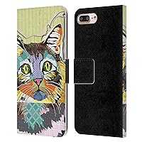 Head Case Designs Officially Licensed Michel Keck Cat Animal Collage Leather Book Wallet Case Cover Compatible with Apple iPhone 7 Plus/iPhone 8 Plus