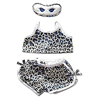 Girl's Blue Cheetah Shorts and Sleepmask Outfit Fits Most 14