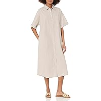 The Drop Women's Marla Drop-Shoulder Short-Sleeve Midi Shirt Dress