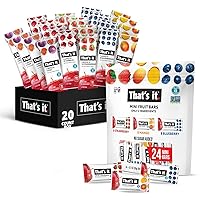 That's it Fruit Bars Snack Gift Box (20 Pack) (Strawberry, Mango, Blueberry, Cherry & Fig Bars) With Mini Fruit Bars Variety (24 Pack) (Blueberry, Strawberry & Mango Bars)