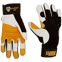 John Tillman Small Black, Pearl and Gold TrueFit Goatskin and Spandex Full Finger Mechanics Gloves with ElasticHook and Loop Cuff (TIL1490S)