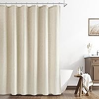 Naturoom 80 Inch Shower Curtain, Linen Neutral Tone Burlap Woven Look Vintage Country Style Rustic Cloth Shower Curtains for Bathroom, 72x80, Cream Beige