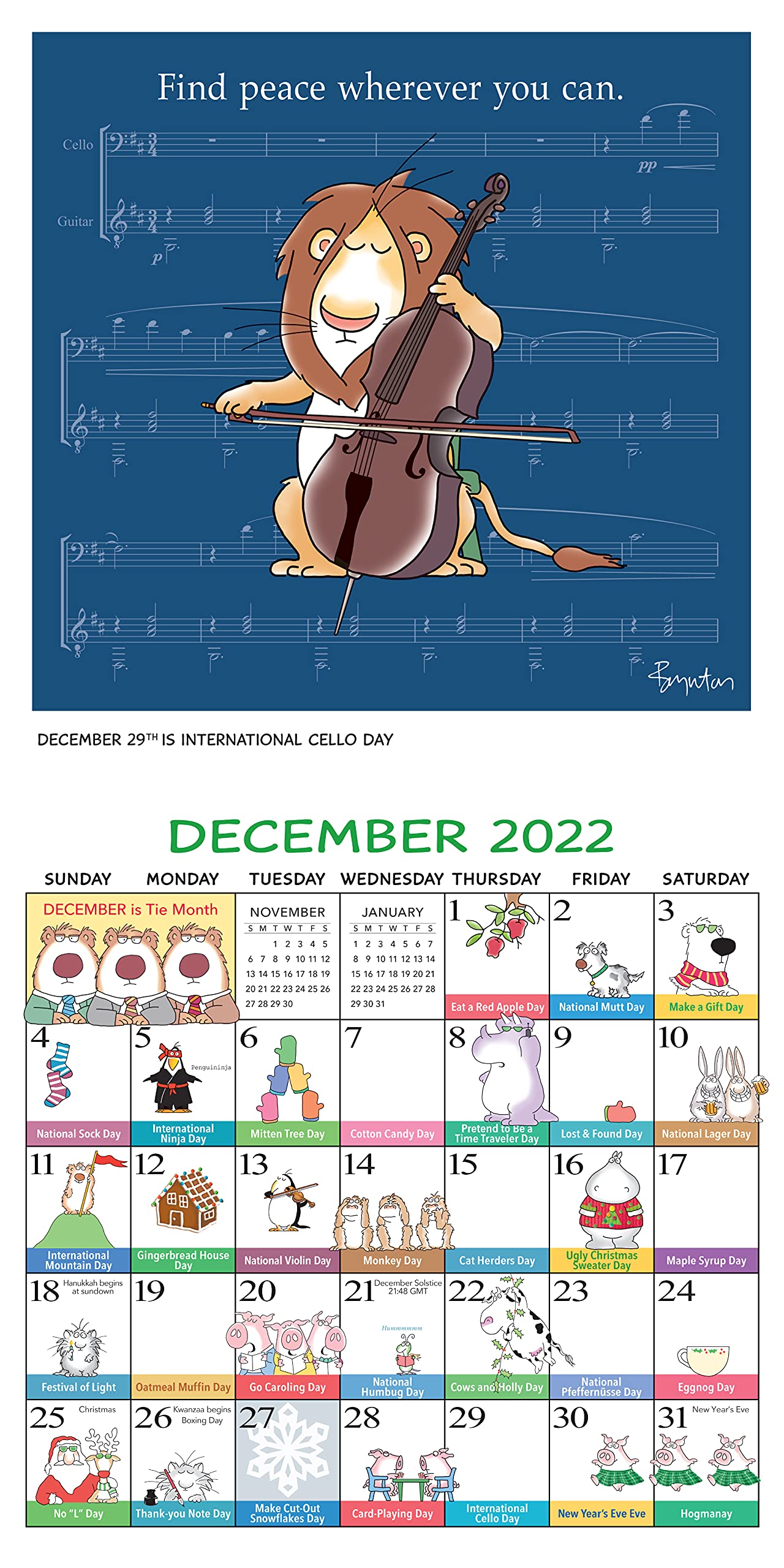 Sandra Boynton's Every Day's a Fabulous Holiday 2022 Wall Calendar