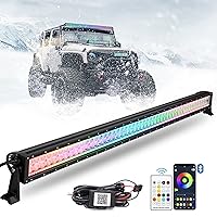 Nicoko Straight 240w 42inch Led Light bar with Flowing Chasing RGB Halo 16 Million Colors Over 200 Modes 4WD 4x4 Driving SUV Boat car Offroad + Free wireharness