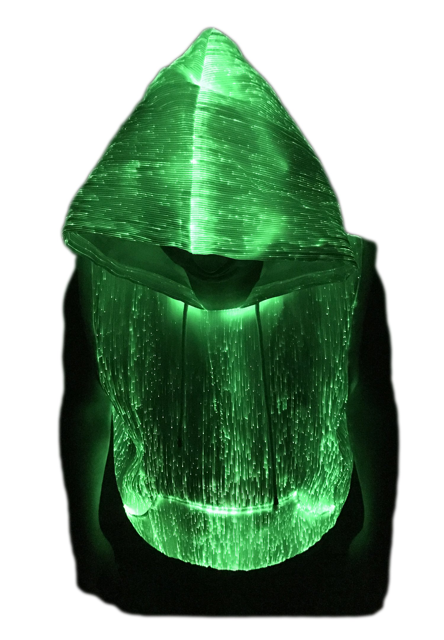 Light up Cool Hoodies LED Fiber Optic Sleeveless Costume Hoodie Glow in The Dark Sweatshirts,Mobile APP Control
