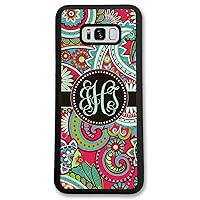 Galaxy S10 Plus, Phone Case Compatible Samsung Galaxy S10+ [6.4 inch] Red Paisley Monogram Monogrammed Personalized S1064