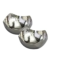 Elegance Hammered 6-Inch Stainless Steel Wave Serving Bowls, Set of 2, Silver