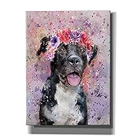 Epic Graffiti 'Flower Crown Pit Bull 4' by Furbaby Affiliates, Canvas Wall Art, 40