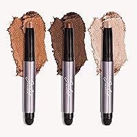 Julep Eyeshadow 101 Crème to Powder Waterproof Eyeshadow Stick Trio - Champagne Shimmer, Cocoa Shimmer, Copper Shimmer