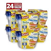 Glad To Go Food Storage Containers | Medium 24 oz Containers for Food Storage from Strong and Sturdy Rectangle Containers in Standard Size, 4 Count - 6 Pack