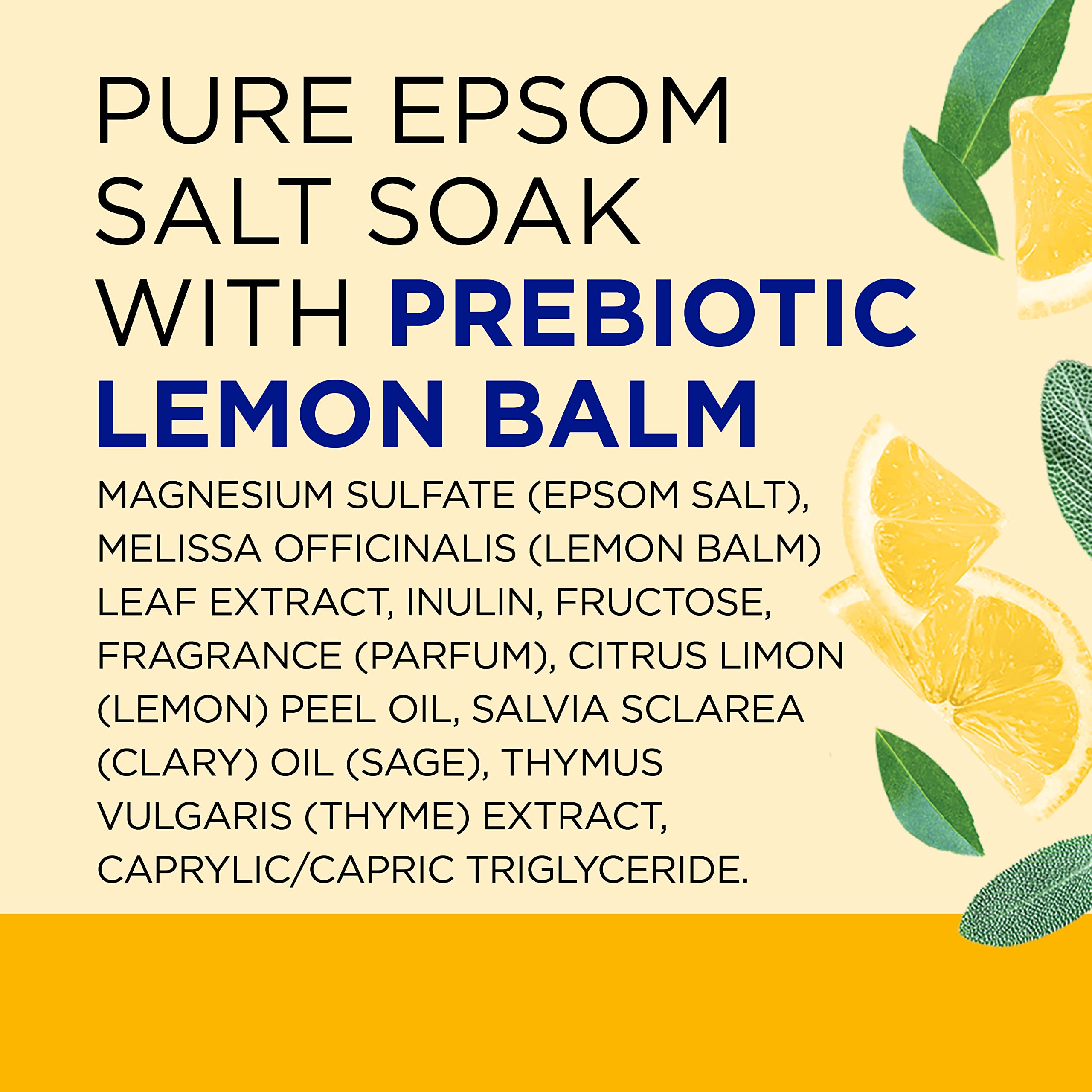 Dr Teal's Pure Epsom Salt, Prebiotic Lemon Balm & Essential Oil, 3 lbs (Pack of 4) (Packaging May Vary)