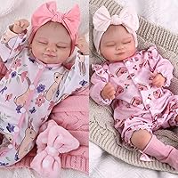 BABESIDE 1PC Reborn Baby Full Vinyl Doll Skylar + 1PC Reborn Doll Soft Cloth Body Skylar - 17-Inch Realistic Newborn-Baby Dolls