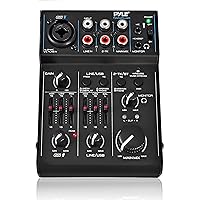Pyle 3 Channel Bluetooth Audio Mixer - DJ Sound Controller Interface with USB Soundcard for PC Recording, XLR, 3.5mm Microphone Jack, 18V Power, RCA I/O for Professional and Beginners - PAD30MXUBT