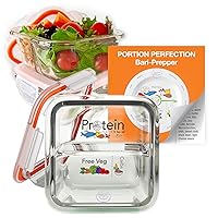 Portion Perfection Bariatric Must Haves / 3 Pk Bariatric Meal Prep Containers Reusable Glass Portion Control Lunchbox | Gastric Sleeve Must Haves | Bariatric Meal Prep Container