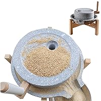 Manual Stone Mill Grinder, Dry/Wet Grain Mill Machine with Wooden Frame, Natural Stone Grinding Wheat Flour, Barley, Sesame, Beans (Size : 25 x 35 cm (9 7/8 x 13 3/4