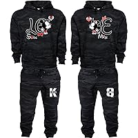 LOVE Soul Mate Hoodies - Couples Track Suits Matching Sets His and Hers Black Camouflage, One Size
