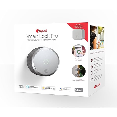 Smart Lock Pro + Connect Hub - Wi-Fi Smart Lock for Keyless Entry - Works with Alexa, Google Assistant, and more – Silver