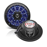 BOSS Audio Systems MRGB65B 6.5 Inch Marine Boat Stereo Speakers - 200 Watts (per pair), Coaxial, 2 Way, Full Range, 4 Ohms, Multi-Color Illumination, Weatherproof, Sold in Pairs