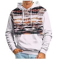 Graphic Hoodies For Men Plus Size Hoodie Plaid Men Vintage Print Sweatshirt Casual Basic Drawstring Pocket Pullover