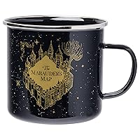 Silver Buffalo Harry Potter Mischief Managed ‘I Solemnly Swear I Am Up to No Good” Quote and Marauders Map Enamel Camper Mug, 21 Ounces