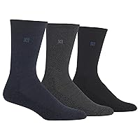 Chaps Men's Dress Crew Socks - 3 Pair Pack - Assorted Solid Color and True Rib