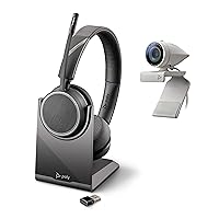 Plantronics Poly - Studio P5 Webcam with Voyager 4220 UC Headset Kit Polycom - 1080p HD Professional Video Conferencing Camera & Stereo Bluetooth Wireless Headset - Certified for Zoom & Teams