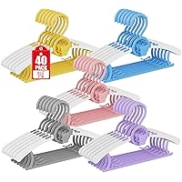40 Pack Baby Hangers for Nursery Closet, Adjustable Non-slip Kids Baby Clothes Hangers Toddler Infant Pants Hangers with Windproof Buckles for Baby Girls Boys Childrens Newborn Organizer Gifts, 11-14