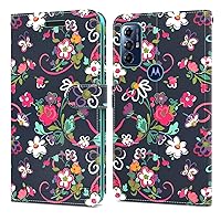 CoverON Pouch Compitable with Moto G Play 2023 Wallet Case for Women, RFID Blocking Flip Folio Stand Vegan Leather Floral Cover Sleeve Card Slot for Motorola Moto G Play 2023 Phone Case - Flower