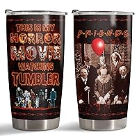 Horror Gifts, Horror Movie Watching Tumbler Stainless Steel with Lid 20 oz, Horror Friends Coffee Cup, Horror Movie Mug, Birthday Gifts for Horror Lovers