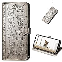 CCSmall for Motorola Moto G Power 2022 (Not 2021) Cartoon Cute Wallet Case,Cat Dog Style Flip Phone Cover with ID Card Holder PU Leather Cases for Motorola Moto G Power 2022 MG Grey