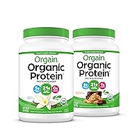 Orgain Organic Vegan Protein Powder, Chocolate Peanut Butter (21g Protein) and Vanilla Bean (21g Protein) - Plant Based, Gluten Free, Non-GMO - 4.06 Lbs Total