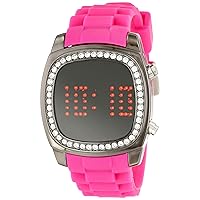TKO ORLOGI Women's Crystalized Mirror Digital Watch with Rubber Strap