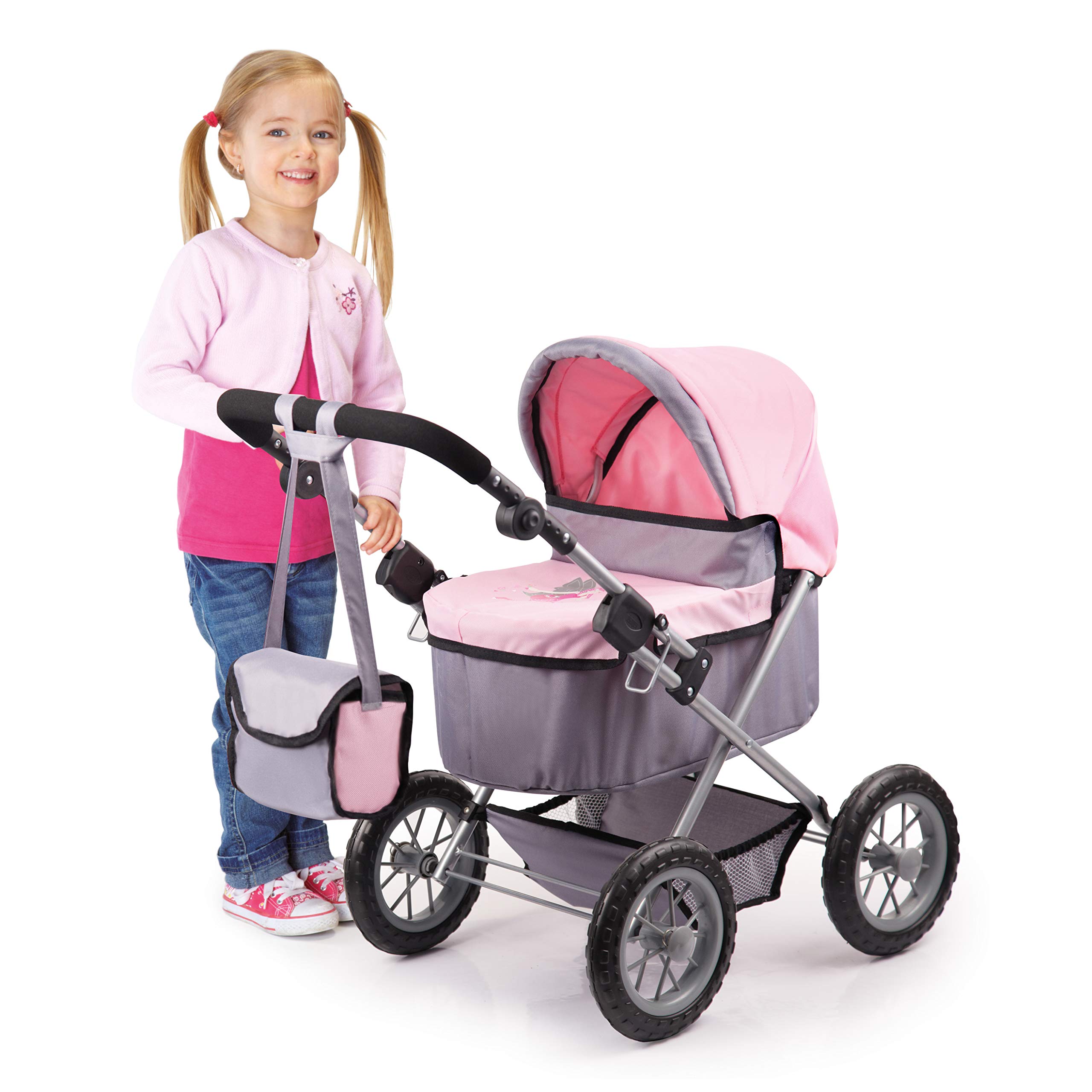 Bayer Design Baby Doll Trendy Pram in Grey/Pink, 67 x 41 x 68 centimeters
