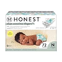 Clean Conscious Diapers | Plant-Based, Sustainable | Above It All + Pandas | Club Box, Size Newborn, 72 Count