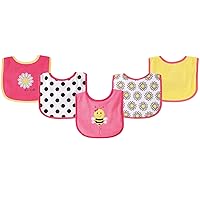Luvable Friends Unisex Baby Cotton Terry Drooler Bibs with PEVA Back, Bee, One Size