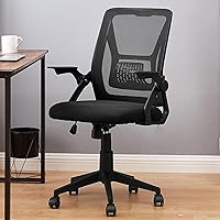 VECELO Mid-Back Swivel Ergonomic Office Chair with Adjustable Arms Mesh Lumbar Support for Computer Task Work, Black