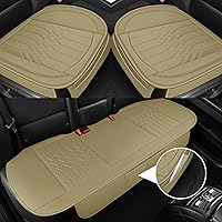 Microfiber Leather Car Seat Cover Full Set, Includes Front & Back Car Seat Protector, Premium Interior Covers with Storage Pockets, Padded Seat Covers for Cars Trucks SUV Auto (Beige)