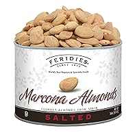 FERIDIES - Salted Premium Spanish Marcona Almonds, 16 Ounce Gourmet Roasted Marcona Almonds with Sea Salt in a Resealable Can